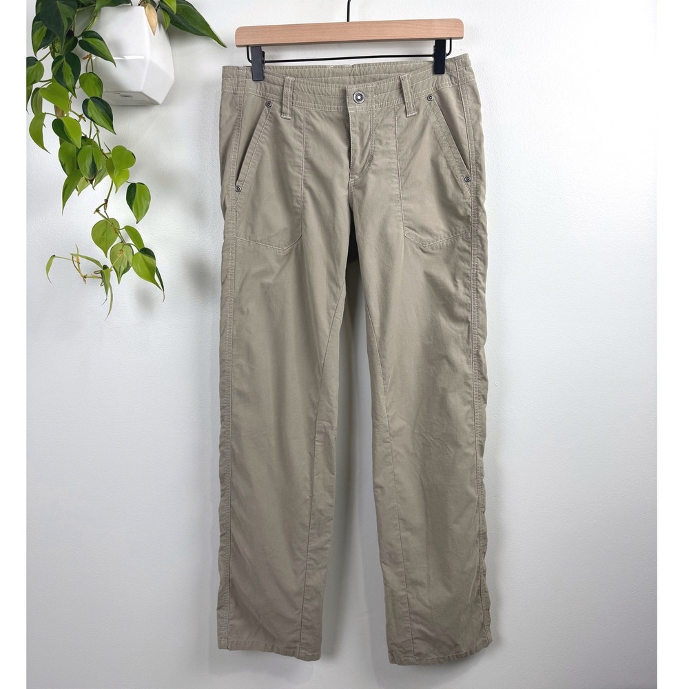 Kuhl Straight Leg Pants Womens 6 Reg Mid Rise Khaki Tan Outdoor Hiking Gorpcore